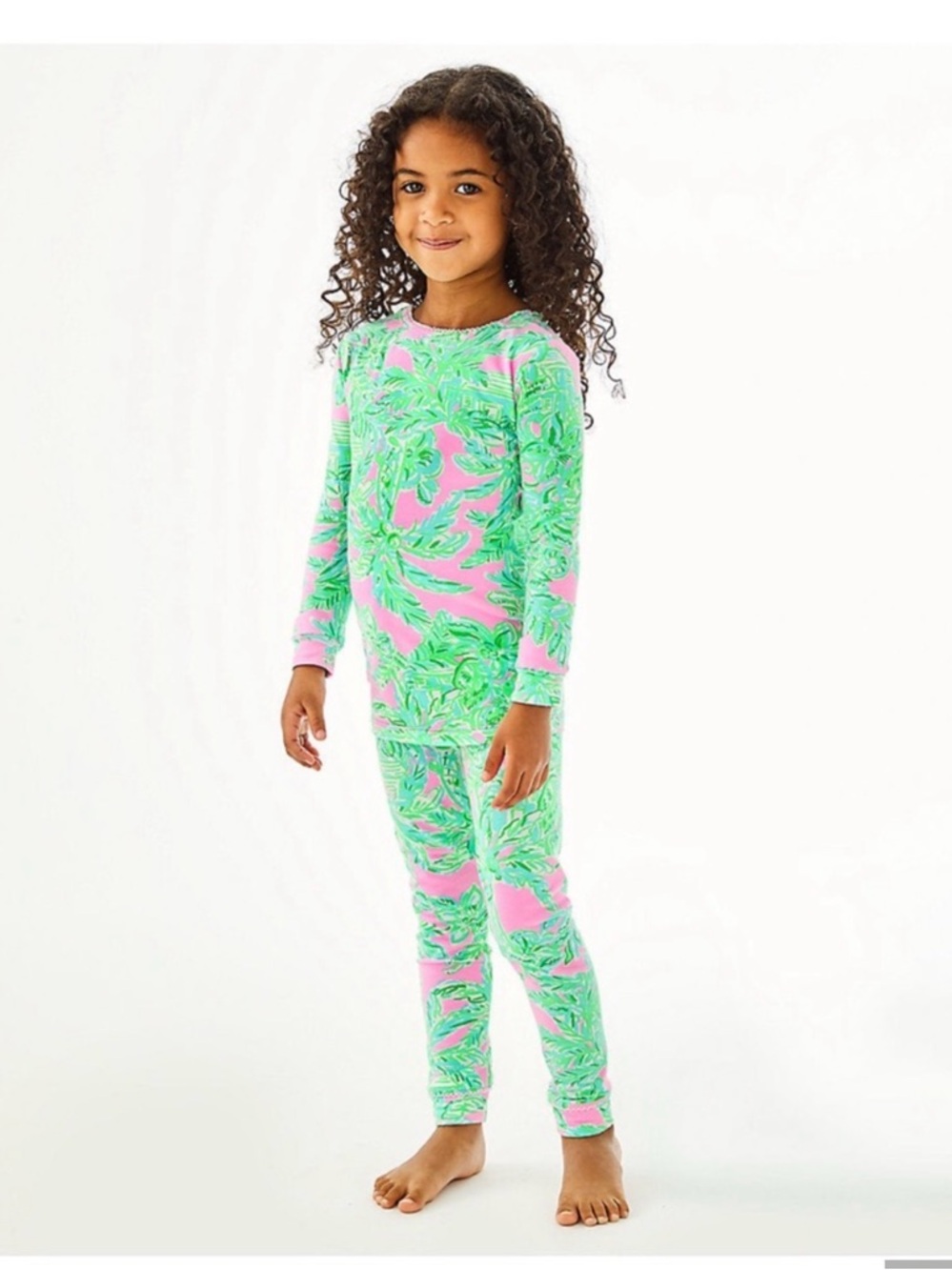 Lilly Pulitzer Pink & Green Leaf Print Top and Pants